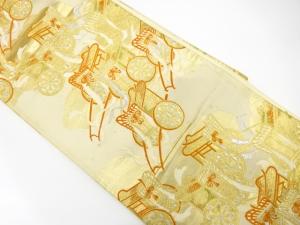 アンティーク　御所車模様織り出し袋帯（材料）